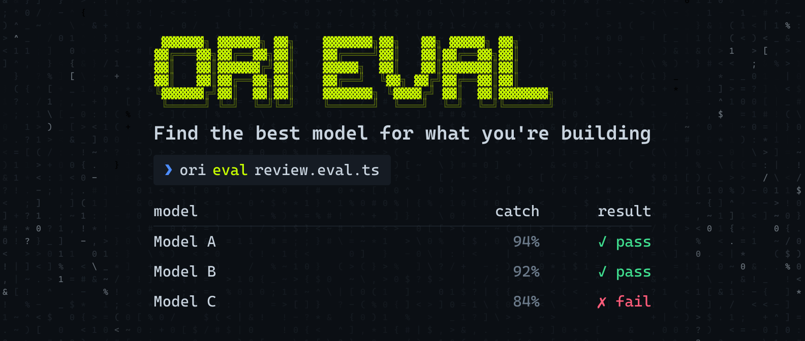 Ori Eval: Find the Best Model for What You're Building